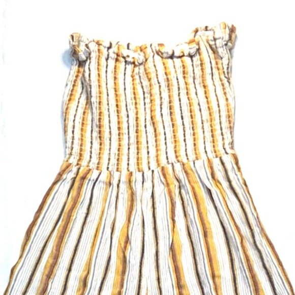 Angie Womens Smocked and Striped Ruffled Strapless Jumpsuit L - Picture 3 of 5